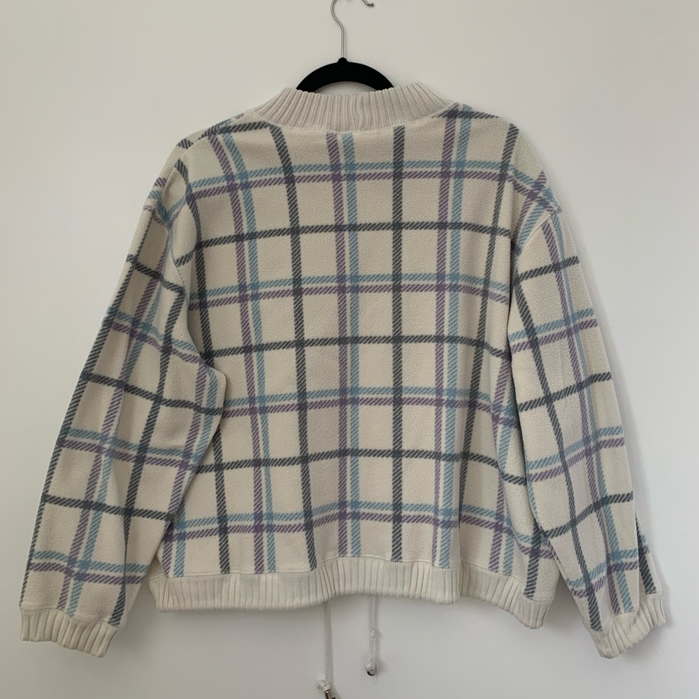Villager Sport Liz Claiborne Vintage White Check Plaid Crewneck Sweater